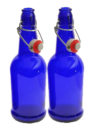 Blue Glass Solar Water Bottle 16 ounce (2 Pack)